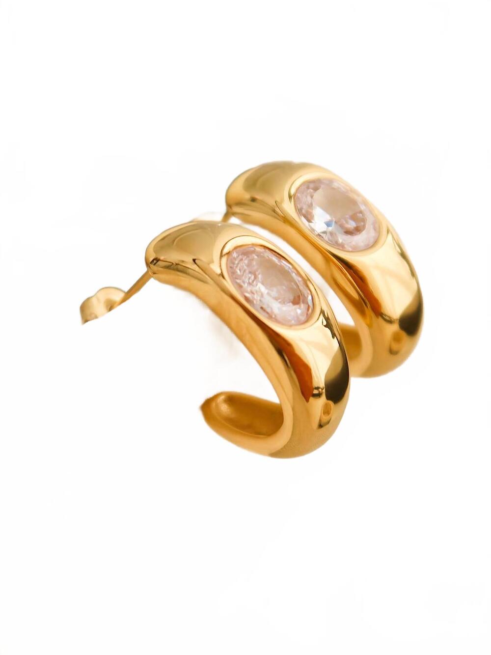 NEW FLANERIE BY MAIQ women's alienor non-tarnish classic c hoop earring in gold